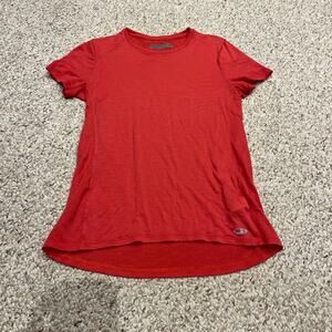 Icebreaker Cool Lite Short Sleeve Tee Sz M Merino Wool Red Outdoor Trail Hike